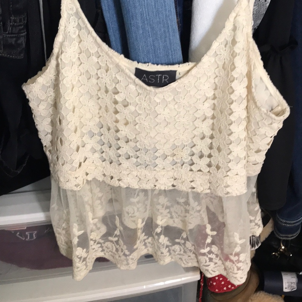 white/cream floral/lace tank